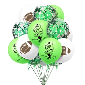 Set palloncini festa football americano con motivi Touch Down e coriandoli verdi