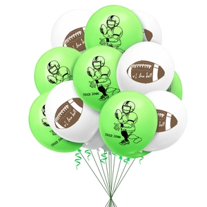 Set di palloncini per festa di football americano con palloncini in lattice verdi e bianchi