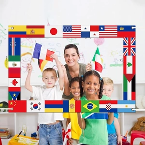World Flag Backdrop Photo Booth Props International Party Decoration Polyester Pongee Fabric Banner For World Cup Activities