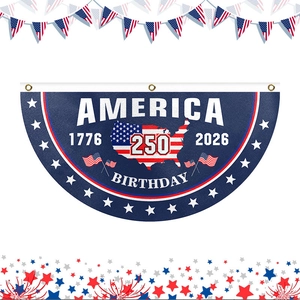 US 250th Anniversary pleated fan bunting flag with 1776-2026 stars and stripes map