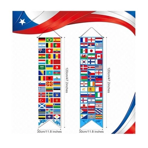 Polyester Banner World Cup Country Flags Christmas Decorative Banner Outdoor Indoor Hanging Flag Holiday Party Decor Banners For Wall Door