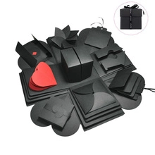 Detailed top view of a black and red DIY soccer themed surprise explosion gift box