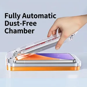 Universal automatic screen protector applicator kit with dust-free chamber for smartphones