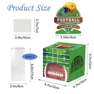 Lot de 50 boîtes cadeaux thème football américain avec motifs terrain et casques