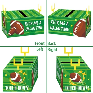 Boîte cadeau rugby verte avec poteaux de but et graphismes de football pour enfants