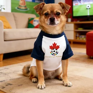 T-shirt pour chien imprimé World Cup et feuille d'érable style sportif pour chiens