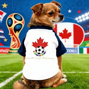 T-shirt pour chien Coupe du Monde 2026 avec manches raglan et style sportif pour animaux