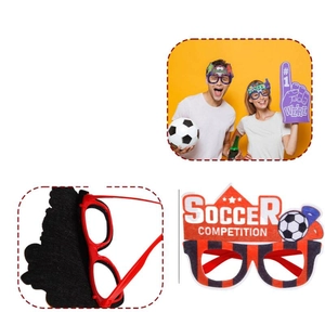 Soccer party glasses with red and black stripes for 2026 World Cup match day fun