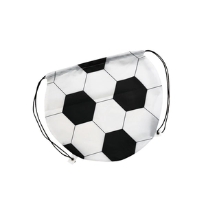 Lightweight black and white football print drawstring backpack for soccer fans