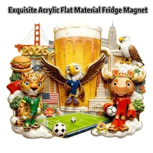 Acrylic 3D 2026 World Cup football mascot fridge magnets with US landmarks and stadium