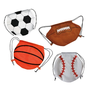 Sports Drawstring Backpack Ball Shaped Soccer Basketball Rugby Frog Cartoon Pattern Storage Bag For Fans Party Outdoor