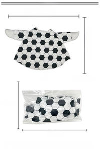 Waterproof baby bib with football pattern showing detailed dimensions and packaging