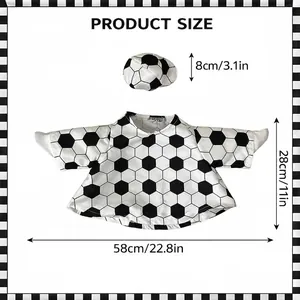 Guide des tailles pour costume d'oie thème football avec largeur 58cm et hauteur 28cm