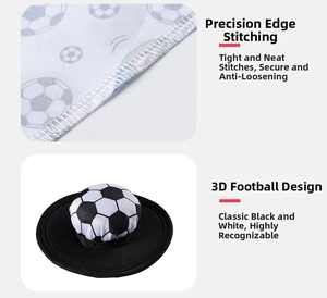Close-up of overlock stitching and 3D soccer pattern on 23-inch goose outfit