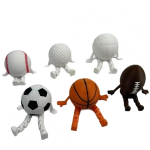 Set of 6 creative sports ball mini figures with movable limbs for desk decoration