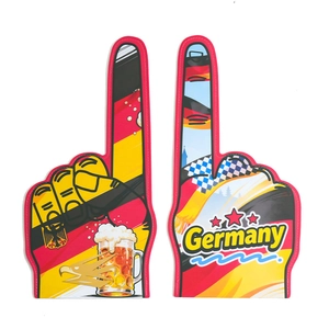 Macro view of Germany themed foam cheering hands for football tournaments and events
