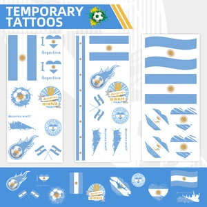 Dettaglio di tatuaggi temporanei impermeabili bandiera Argentina per tifosi calcio