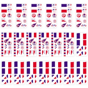 Set dettagliato di tatuaggi temporanei bandiera Francia per tifosi e eventi sportivi