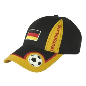 Black Deutschland baseball cap with German flag embroidery and football graphics