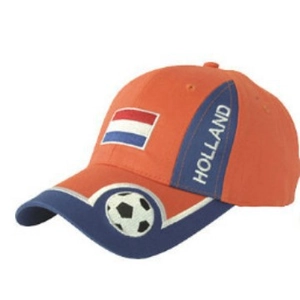Orange Holland baseball cap with Netherlands flag and football embroidery for fans