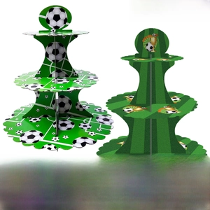 3-Stufiger Weltmeisterschaft Fußball Thema Papier Tortenständer Grüne Wiese Fußball Geburtstag Party Cupcake Halter Dessert Display Stand