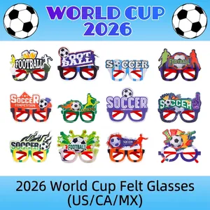 Set of 12 vibrant felt football party glasses for the 2026 World Cup soccer celebration