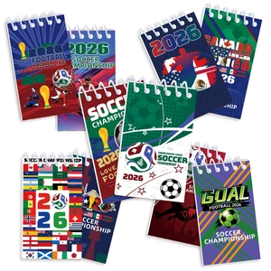 Set of eight portable soccer championship notebooks with colorful soccer flag cover designs