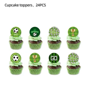 24-teiliges Fußball Cupcake Topper Set mit Trophäen und Tor-Designs für Geburtstage