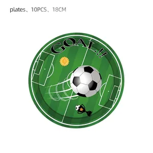 Assiettes de fête d'anniversaire thème football lot de 10 avec motifs Goal pour événements