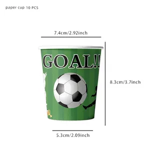 Gobelets en papier pour fête de football avec texte GOAL et silhouette de joueur, pack de 10