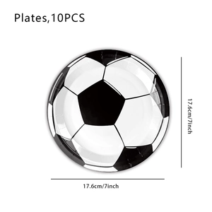 Set of 10 soccer pattern disposable paper plates for football theme birthday party 7 inch