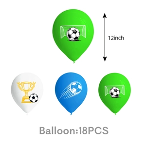 Set of 18 soccer themed latex balloons 12 inch with trophies and goal prints