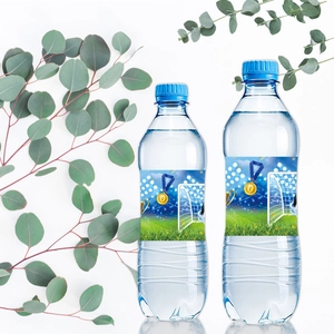 Waterproof football themed stickers for water bottles at soccer championship parties