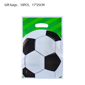 Macro detail of football print gift bags measuring 17x25cm with a 10-piece pack count