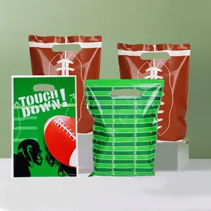 American Football Theme Party Plastic Gift Bags Sport Style Candy Bags For Super Bowl Birthday Party Decoration Handle Bags