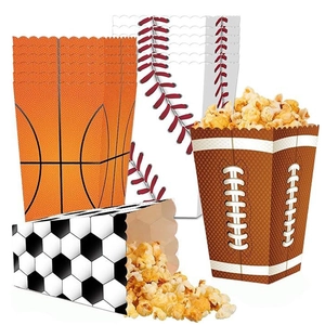 Articles de Fête Thème Sport Boîtes à Pop-corn Bannière Ballons Toppers de Gâteau Pour Garçons Football Basketball Baseball Décorations