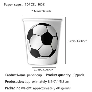 Soccer pattern paper cups 9oz 10pcs set for kids sports theme birthday party supplies
