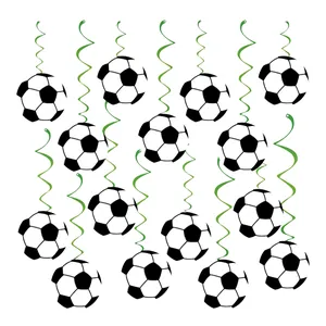 15-piece soccer theme spiral hanging swirls for birthday party and sports event decorations