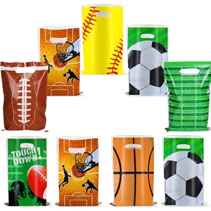 Sacs cadeaux jetables sport pour football et basket-ball avec poignées découpées