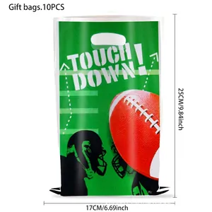Détail de 10 sacs cadeaux de football américain avec dimensions et poignée de transport