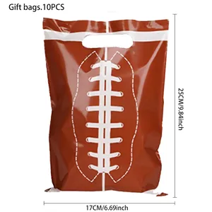 Lot de 10 sacs cadeaux thème football américain avec poignées et marquages de taille