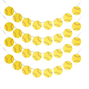 Softball party decorations garland with yellow ball patterns for sports themed events