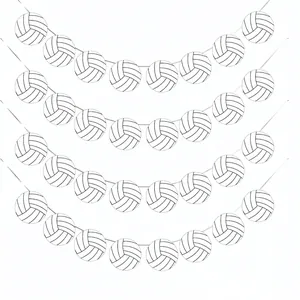 Detail view of volleyball themed banner party decorations with printed circular flags