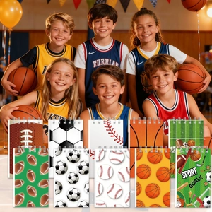 Lot de carnets à spirales thématiques sport pour enfants avec football et basketball