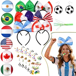 Accessoires de Supporter de Football Serre-tête Nœud Drapeau National Broche Boucles d'Oreilles Sifflet Tatouages Fête