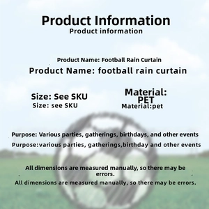 Détail du rideau de pluie en PET pour décoration de fête sur le thème du football
