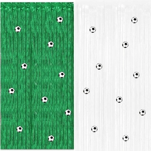 Rideaux à franges de football vert et blanc pour décorations de fête Coupe du Monde 2026