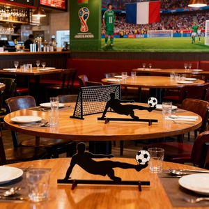 2026 Soccer World Cup wooden desk ornaments with player silhouettes for party decor