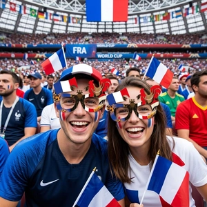 France flag themed fan cheering kit with creative eyeglasses and mini hand flags