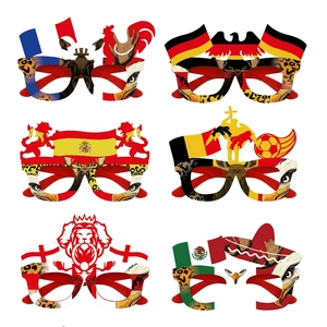 Set of 6 national flag party glasses for soccer fans featuring various country designs